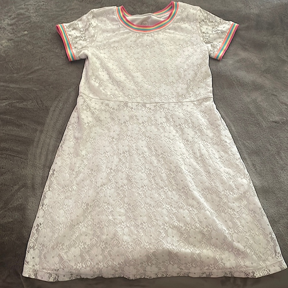 Lace rainbow Wonder nation dress L 10-12 Only worn once